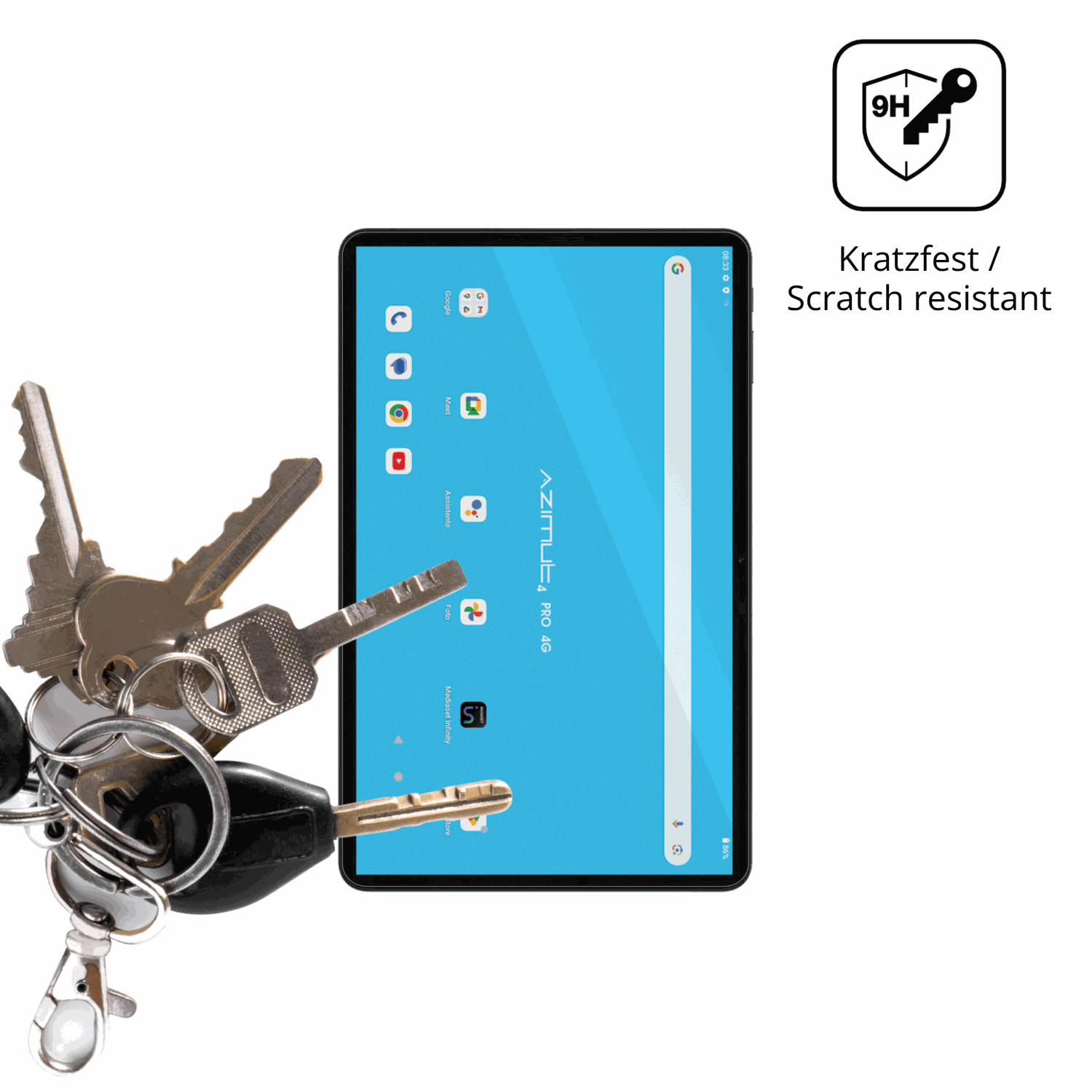 dipos Displayschutz für Mediacom SmartPad Azimut 4 Pro, transparente Oberfläche, perfekte Passform auch für die Rundungen