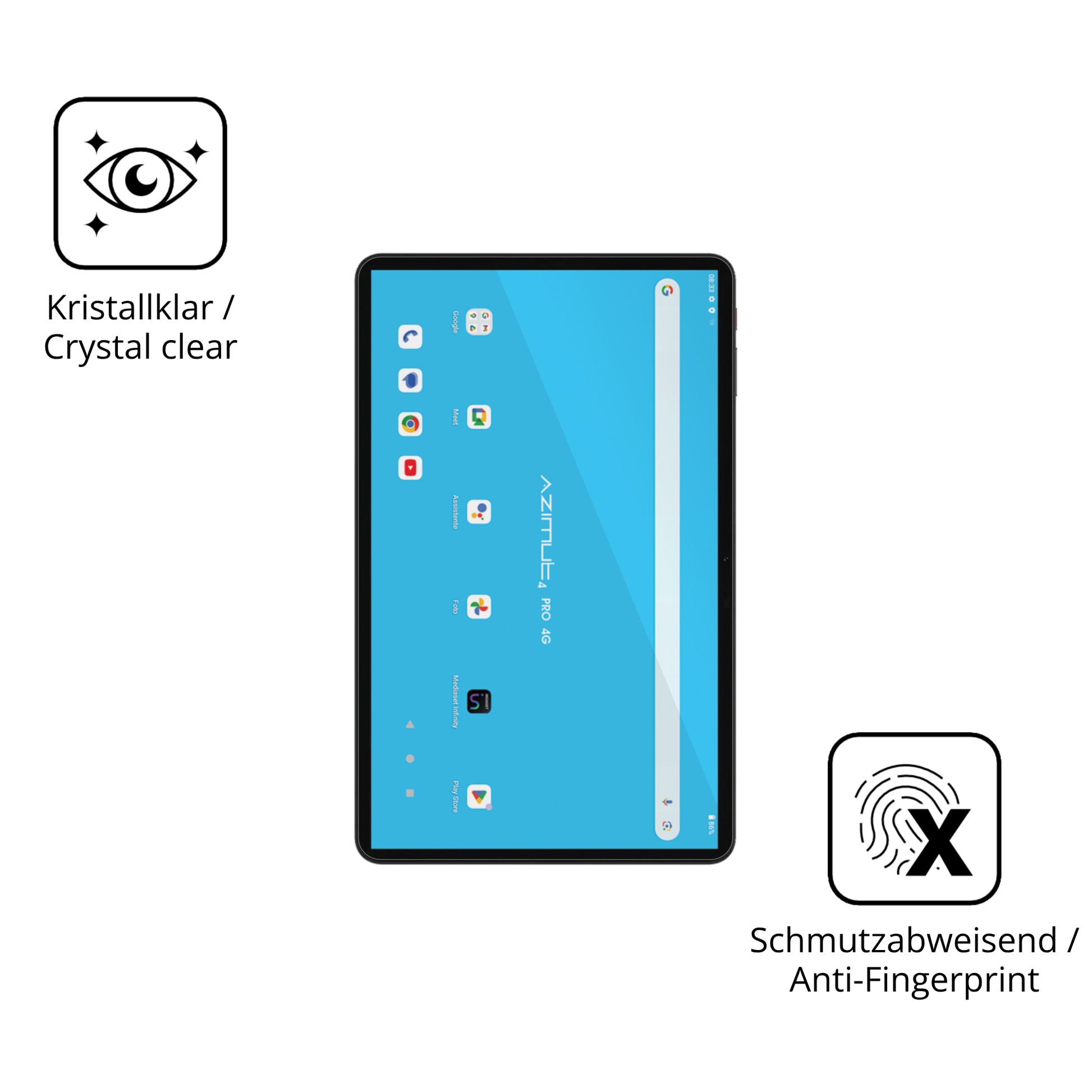 Flexible TPU-Folie passend zugeschnitten für Mediacom SmartPad Azimut 4 Pro, vollständige Abdeckung