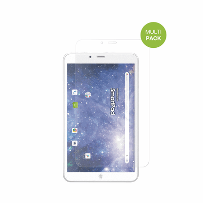 MediacomSmartPad YIO 8 mit aufgebrachter dipos Displayschutzfolie, die lästige Fingerabdrücke minimiert