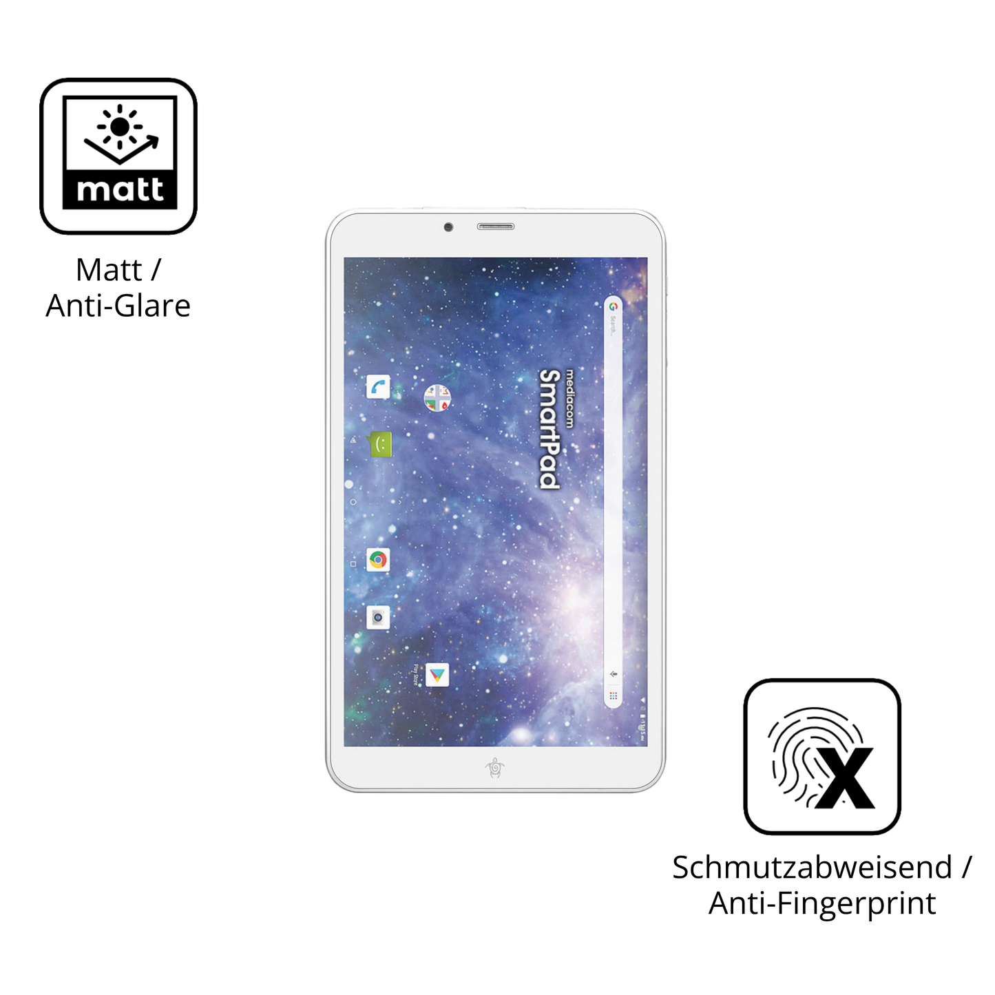 Dünne und entspiegelnde Folie passend zugeschnitten für Mediacom SmartPad YIO 8