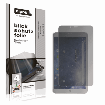 Blickschutzfolie von dipos passend für Mediacom SmartPad YIO 8, präziser Zuschnitt und blasenfrei montiert