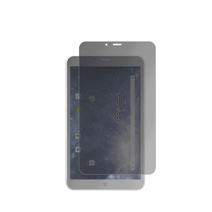 MediacomSmartPad YIO 8 mit aufgebrachtem dipos Displayschutz, der seitliche Einblicke blockiert