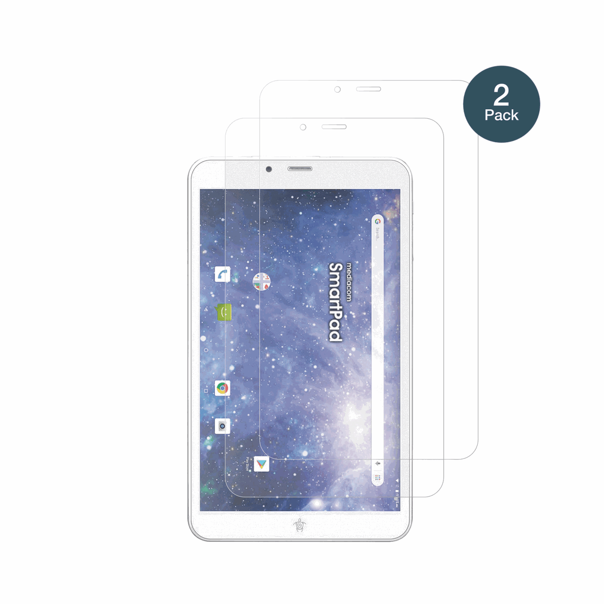 MediacomSmartPad YIO 8 mit aufgebrachter dipos Panzerfolie, die lästige Fingerabdrücke minimiert