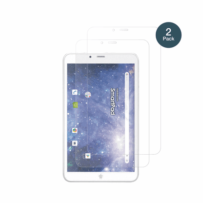 MediacomSmartPad YIO 8 mit aufgebrachter dipos Panzerfolie, die lästige Fingerabdrücke minimiert