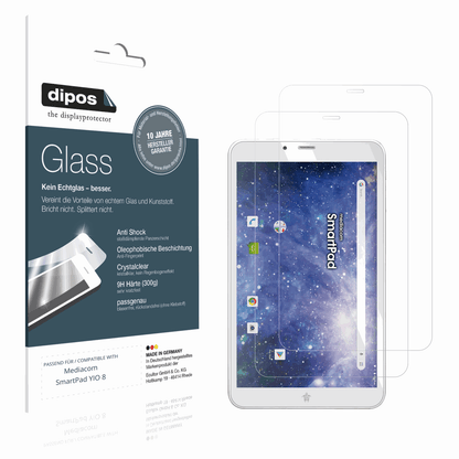 Klare Displayschutzfolie von dipos passend für Mediacom SmartPad YIO 8, 9H kratzfest und blasenfrei montiert