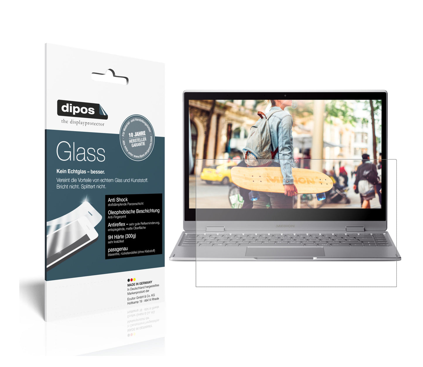 Matte Displayschutzfolie von dipos passend für Medion Akoya E4272, 9H kratzfest und blasenfrei montiert