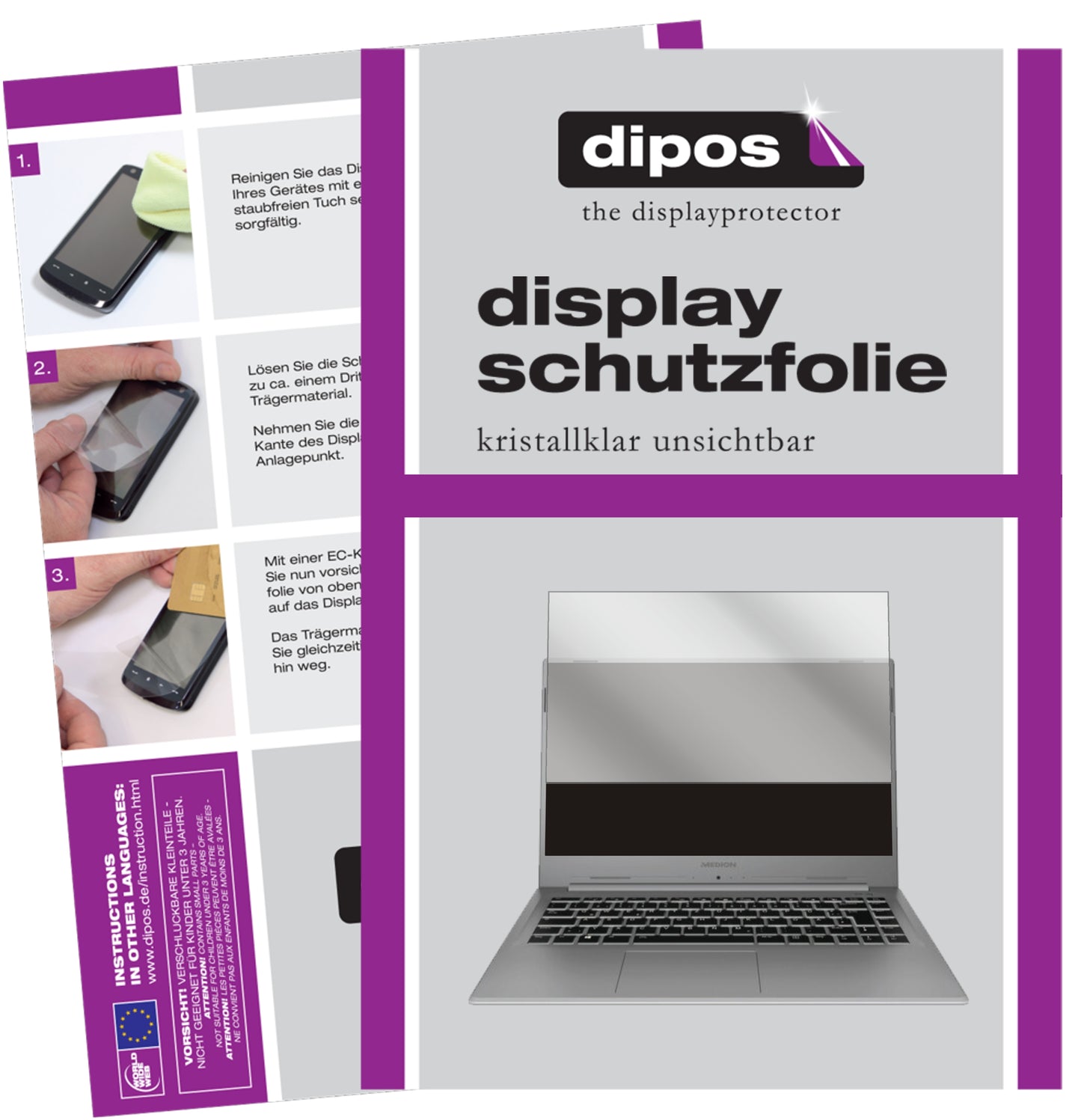 1x Schutzfolie klar für Medion Akoya S15449 Display-Schutzfolie