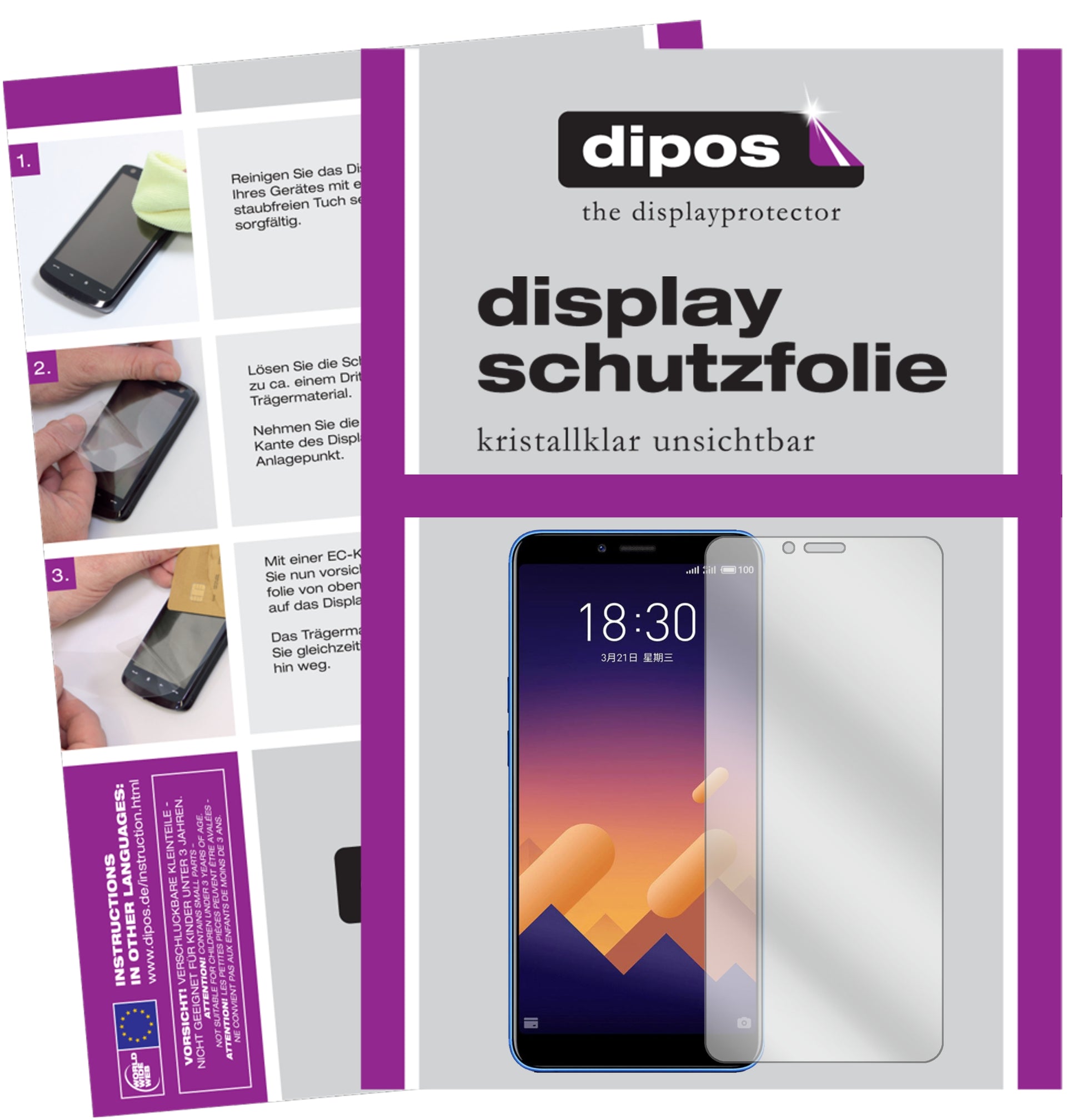Kristallklare, dünne Schutzfolie: Kratzfest & passgenau für Meizu-E3