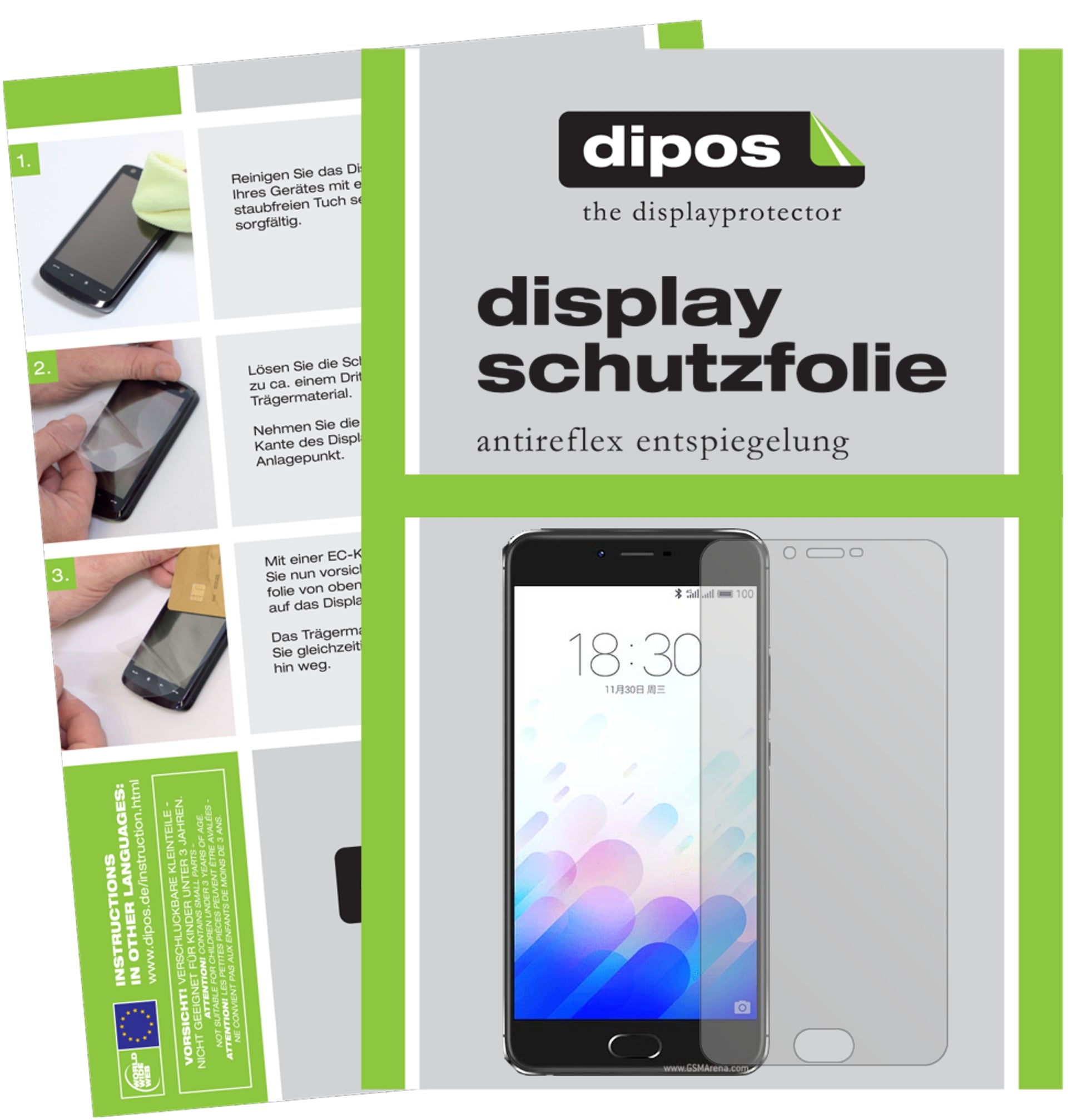 Mattes Panzerglas: Entspiegelte, dünne Folie, Fingerabdruckresistenz und Bildschirmschutz für Meizu-M3X