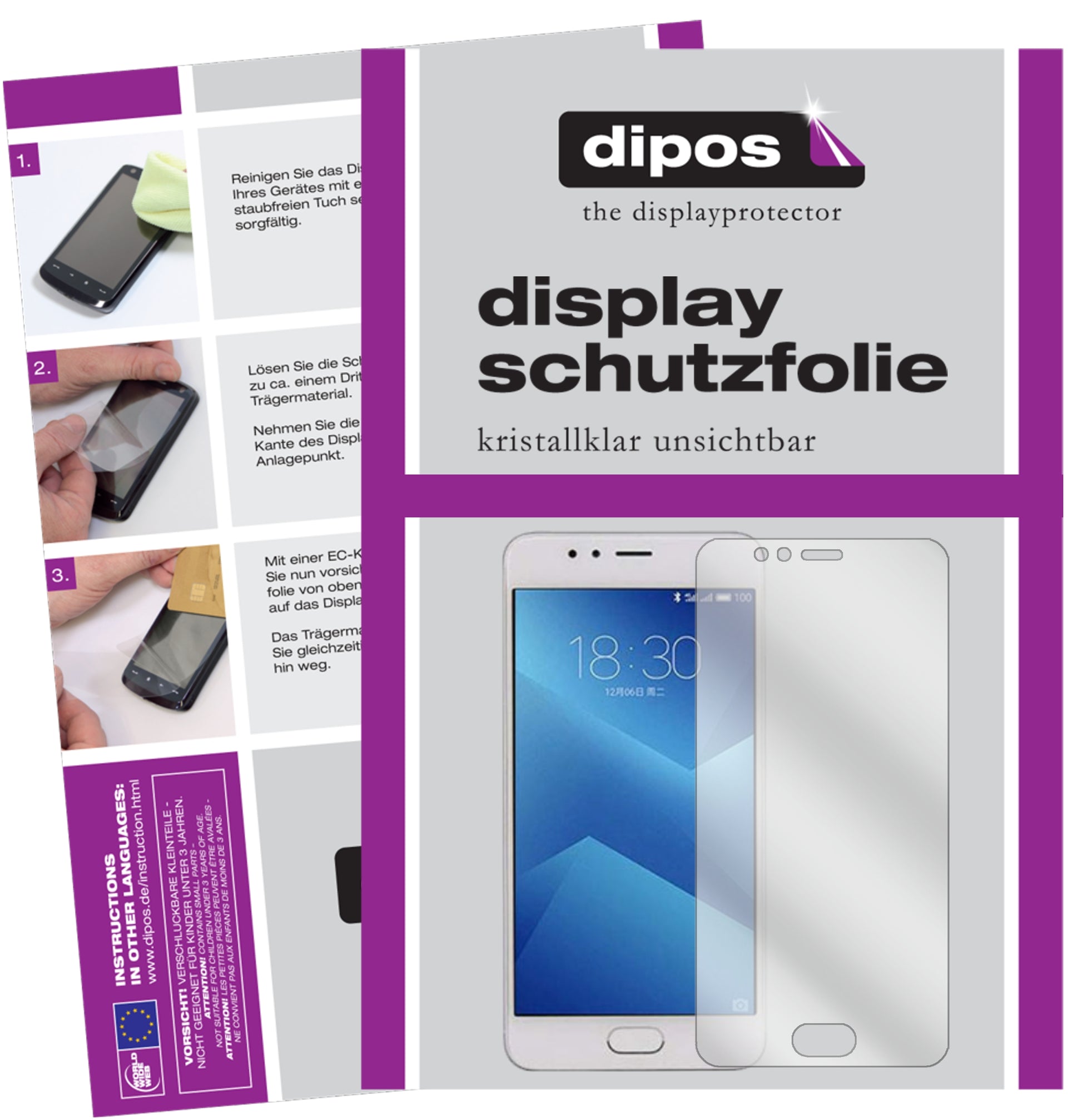 Kristallklare, dünne Schutzfolie: Kratzfest & passgenau für Meizu-M5s