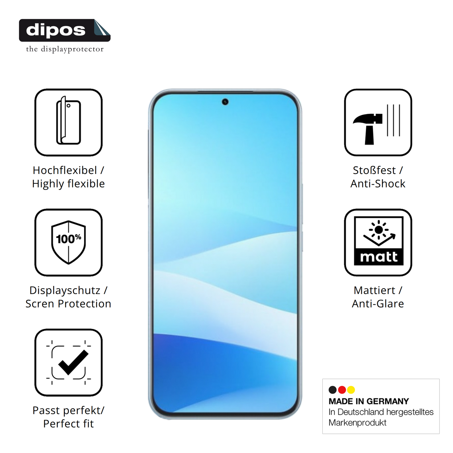 Displayschutz hergestellt in Deutschland, höchste Qualität made in Germany