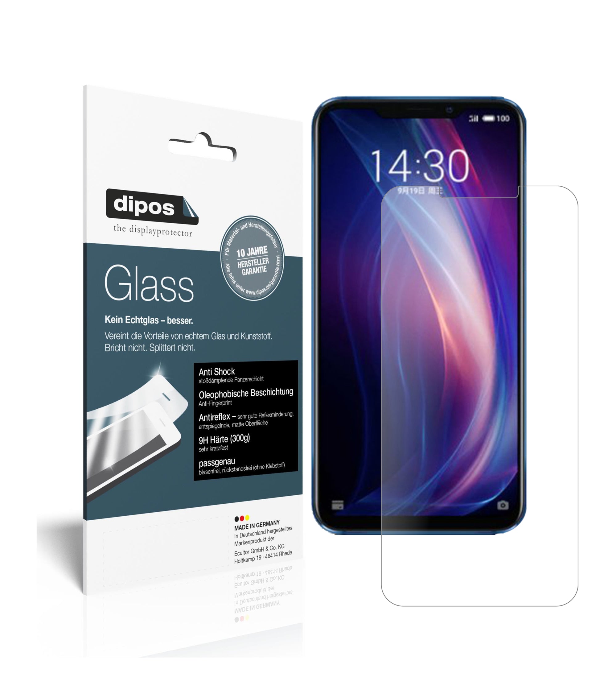 Mattes Panzerglas: Schutz vor Brüchen, Fingerabdrücken und Bildschirmblendung für Meizu-X8