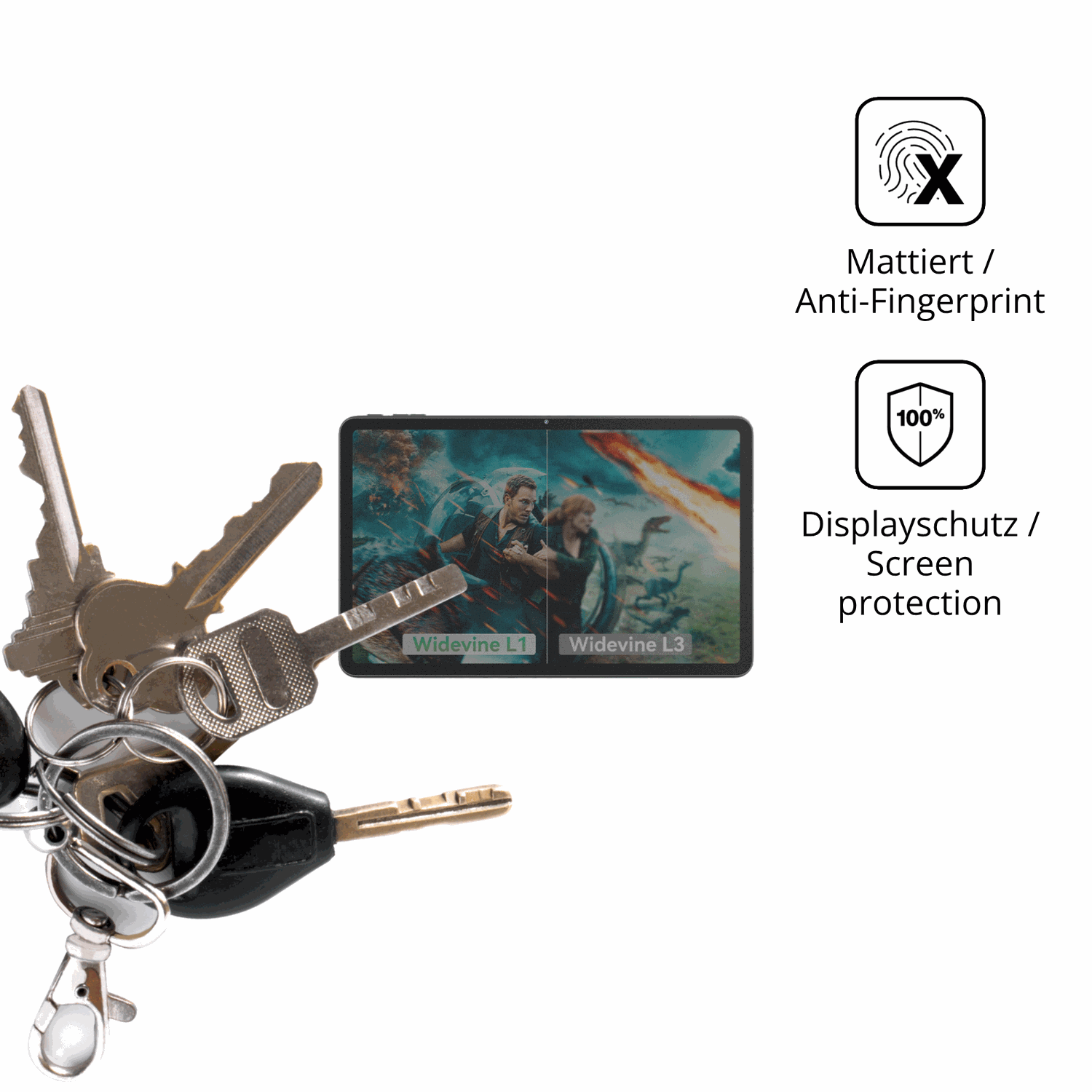 dipos Displayschutz für MENTUME K90, mattierte Oberfläche, Blickschutzfilter und perfekter Passform