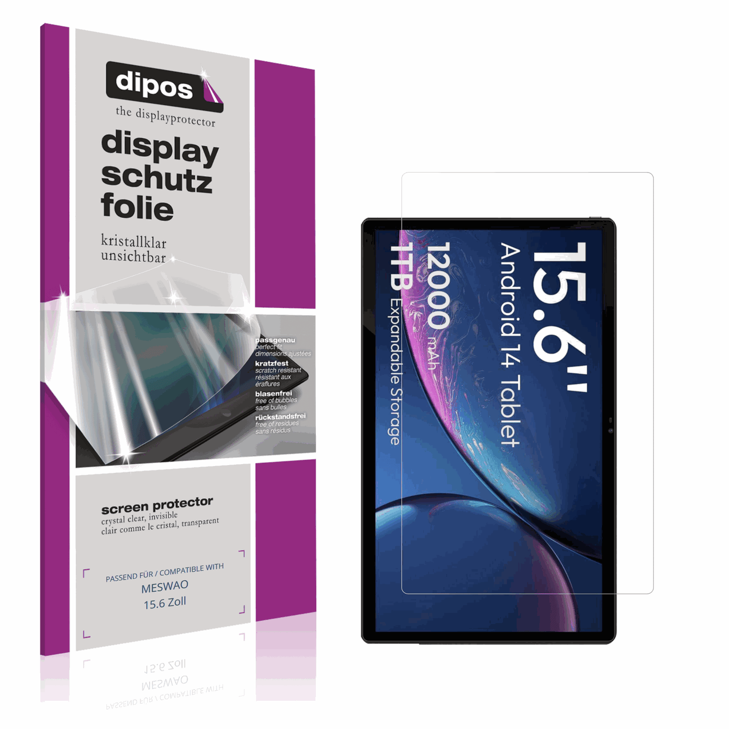 2x Screen Protector for MESWAO 15.6 Zoll Protection Crystal Clear dipos