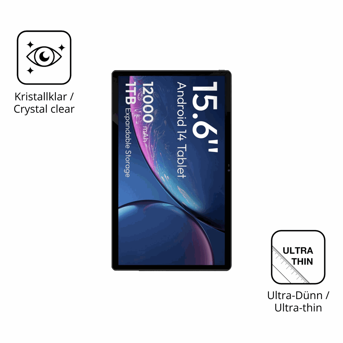 2x Screen Protector for MESWAO 15.6 Zoll Protection Crystal Clear dipos