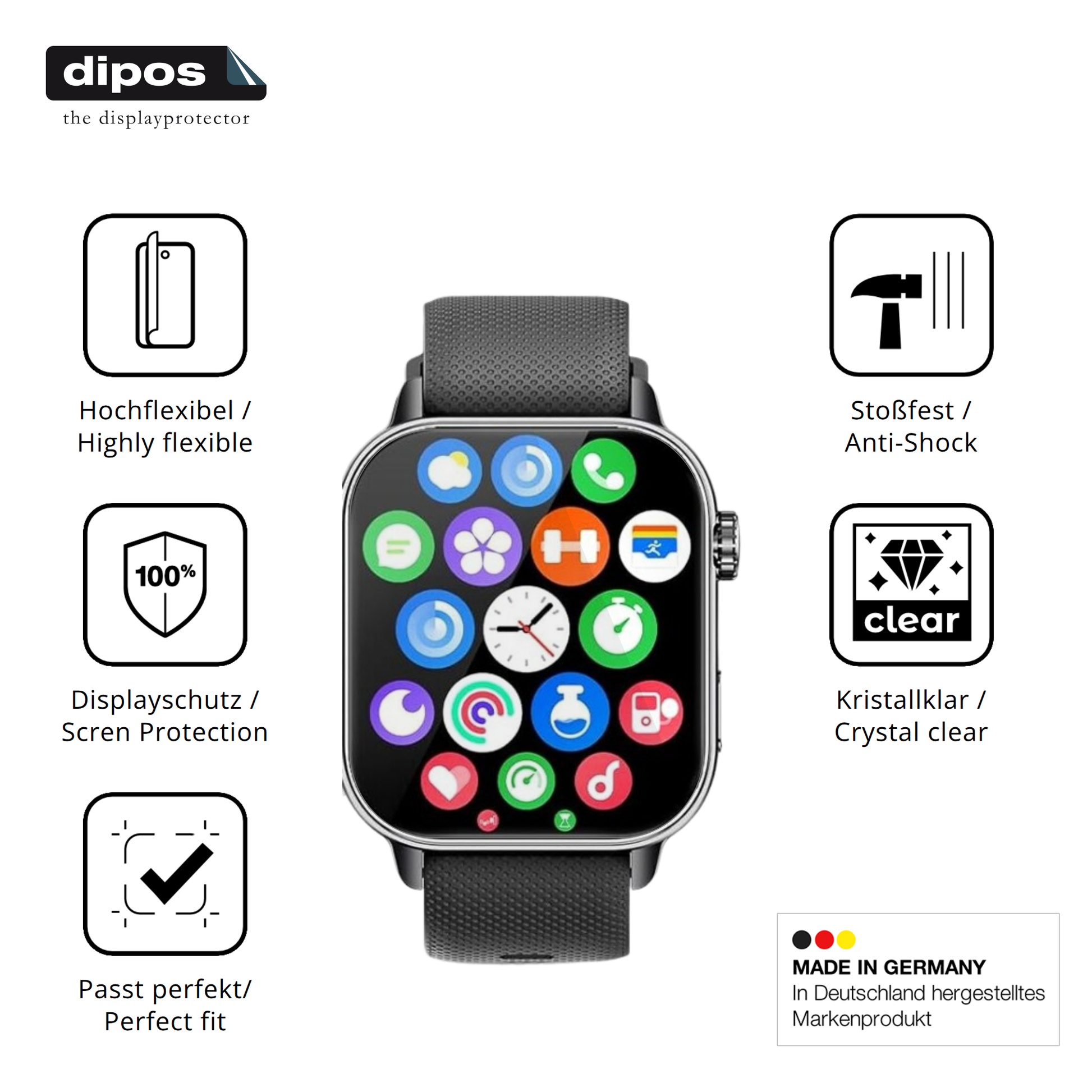 Displayschutz hergestellt in Deutschland, höchste Qualität made in Germany