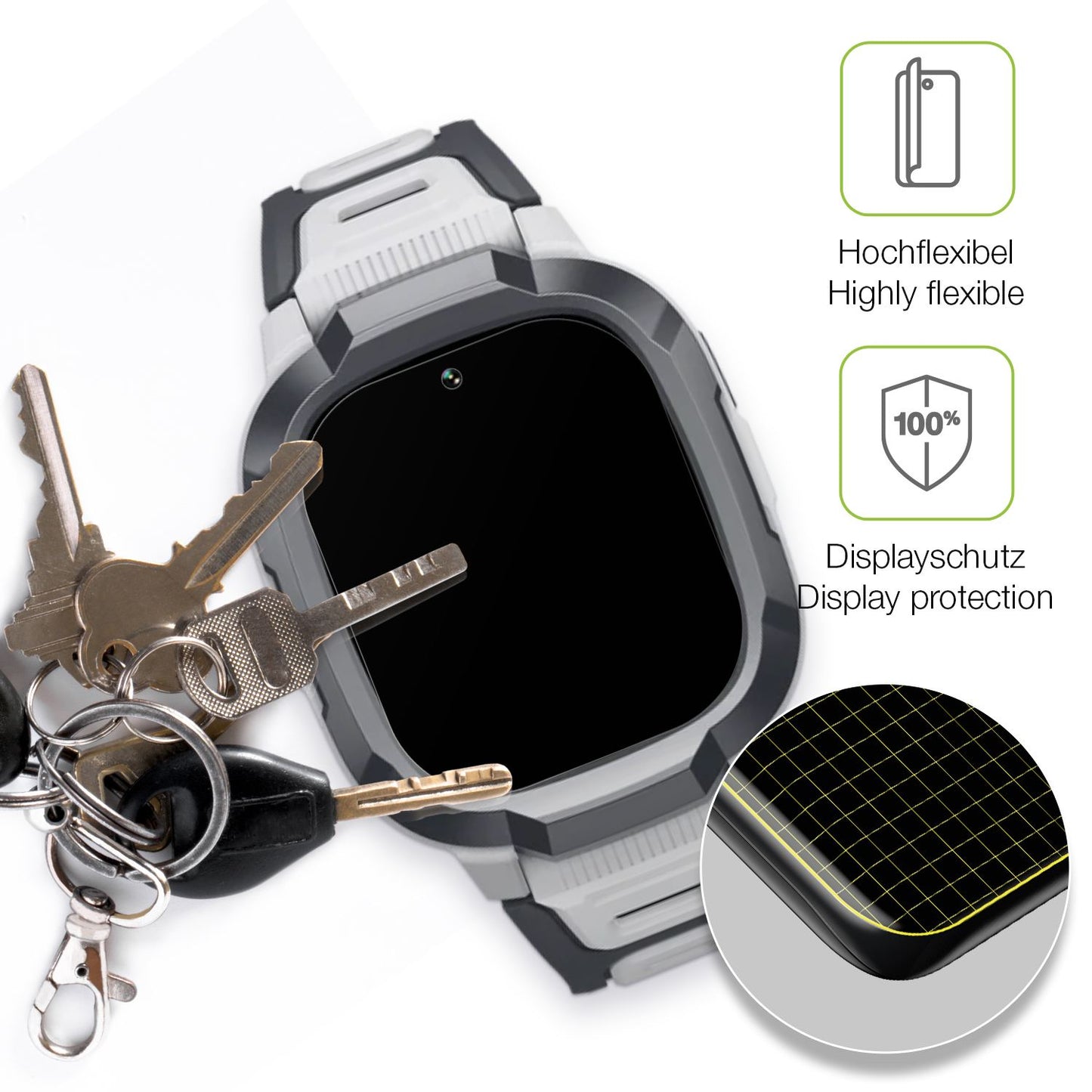 dipos Displayschutz für Mibro P6 Smartwatch 1.4 Zoll, transparente Oberfläche, perfekte Passform auch für die Rundungen
