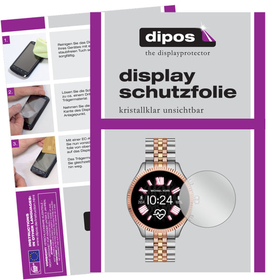 Klare Displayschutzfolie von dipos passend für Michael Kors Lexington 2, präziser Zuschnitt und blasenfrei montiert