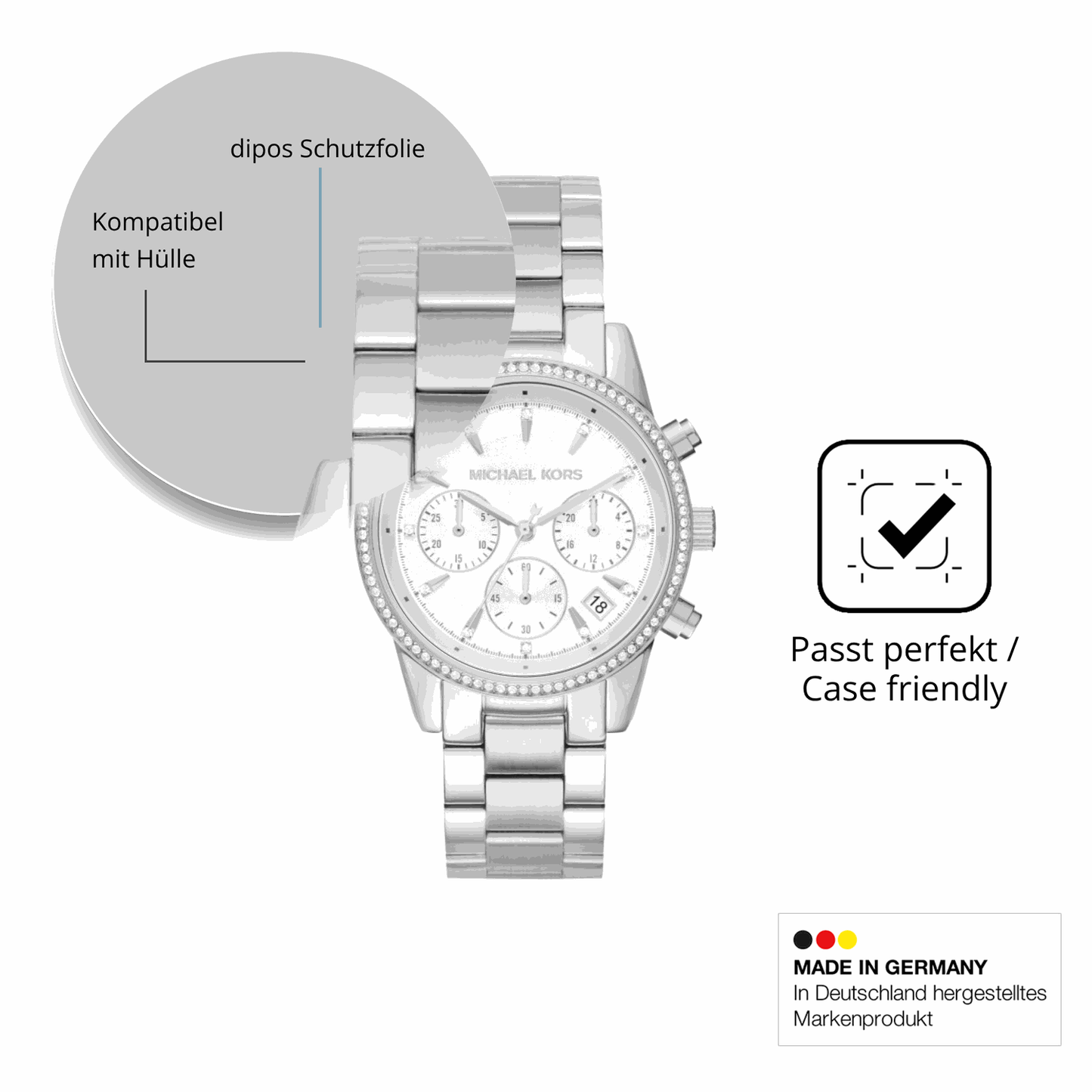 Schutzfolie mit optimaler Passform, zur Verwendung mit Hüllen geeignet