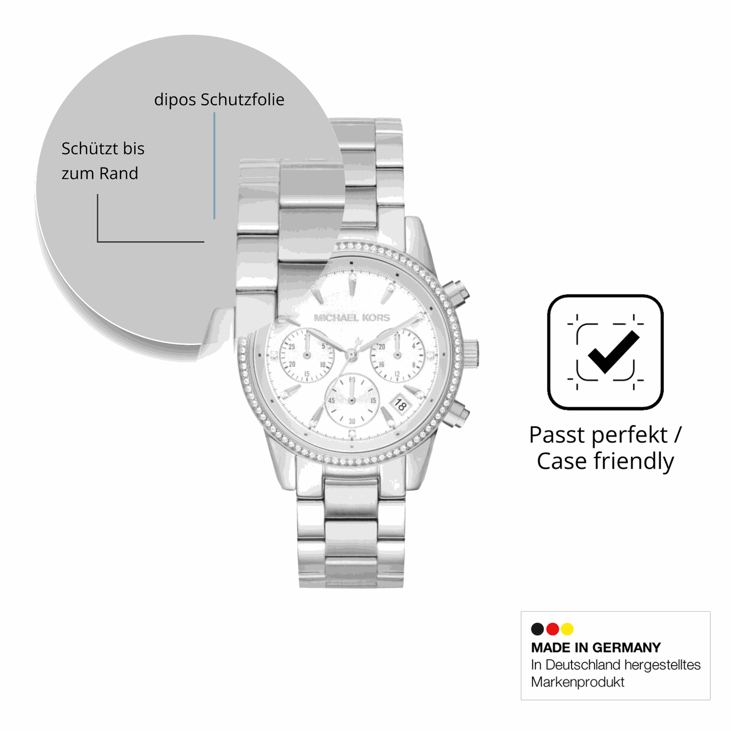 Schutzglasfolie mit optimaler Passform, zur Verwendung mit Hüllen geeignet