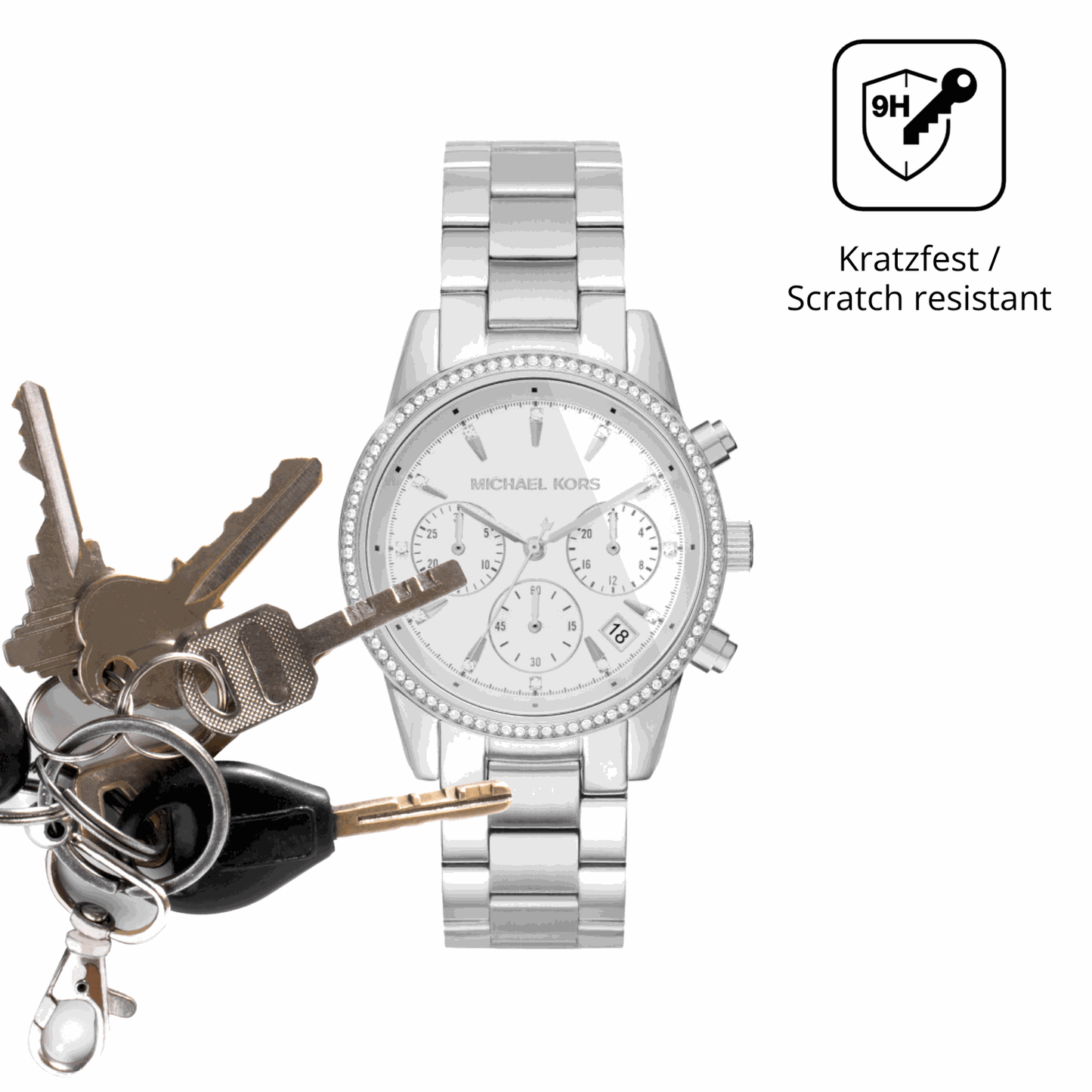 dipos Displayschutz für michael korsritz mk6428, transparente Oberfläche, perfekte Passform auch für die Rundungen