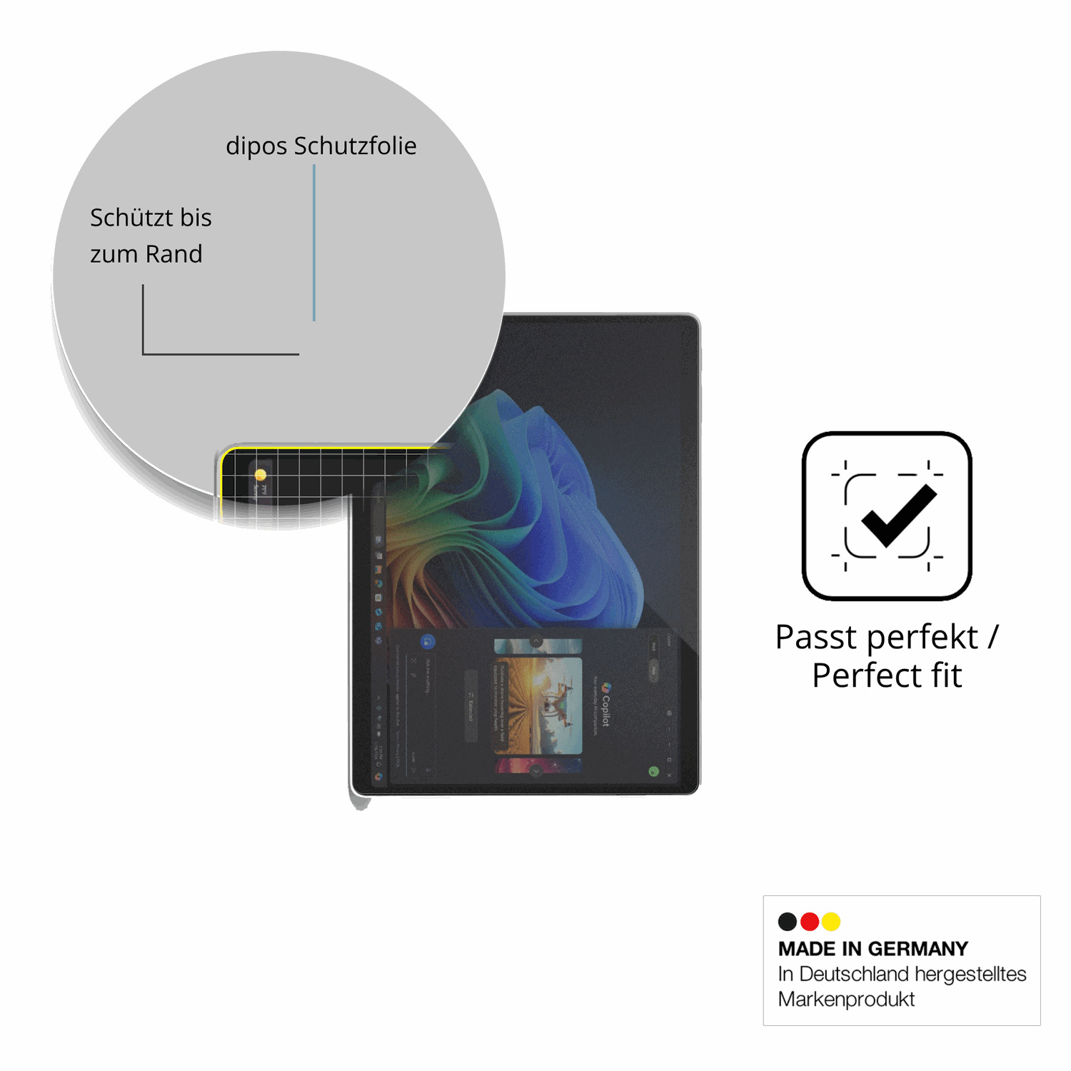 Schutz gegen Kratzer auf dem Microsoft Surface Pro Copilot Plus Glas durch Schlüssel oder Ähnliches