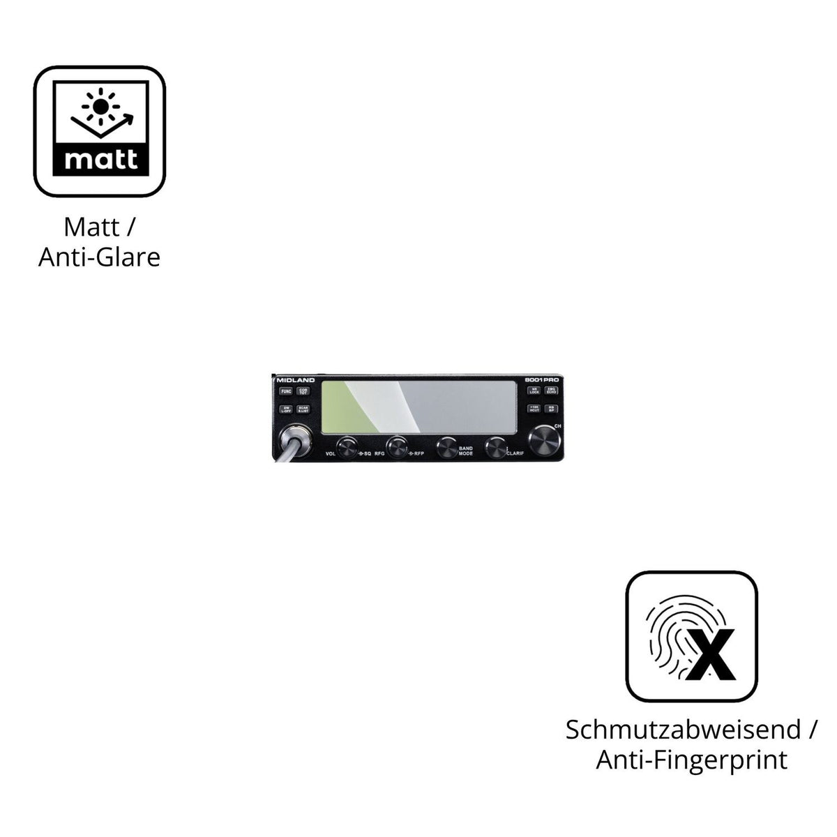 2x Screen Protector for Midland 8001 Pro Protection Anti Glare dipos