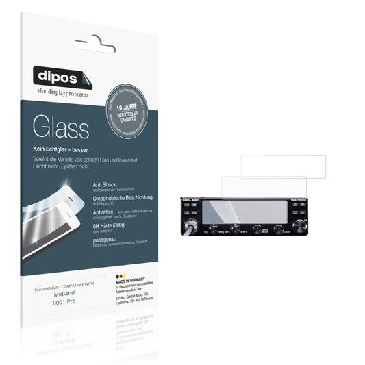 2x Screen Protector for Midland 8001 Pro matte Flexible Glass 9H dipos