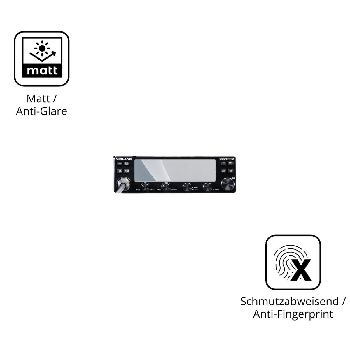 2x Screen Protector for Midland 8001 Pro matte Flexible Glass 9H dipos