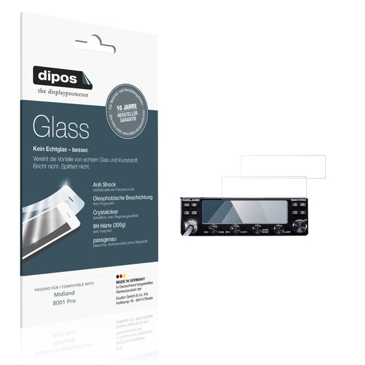 2x Screen Protector for Midland 8001 Pro Flexible Glass 9H dipos