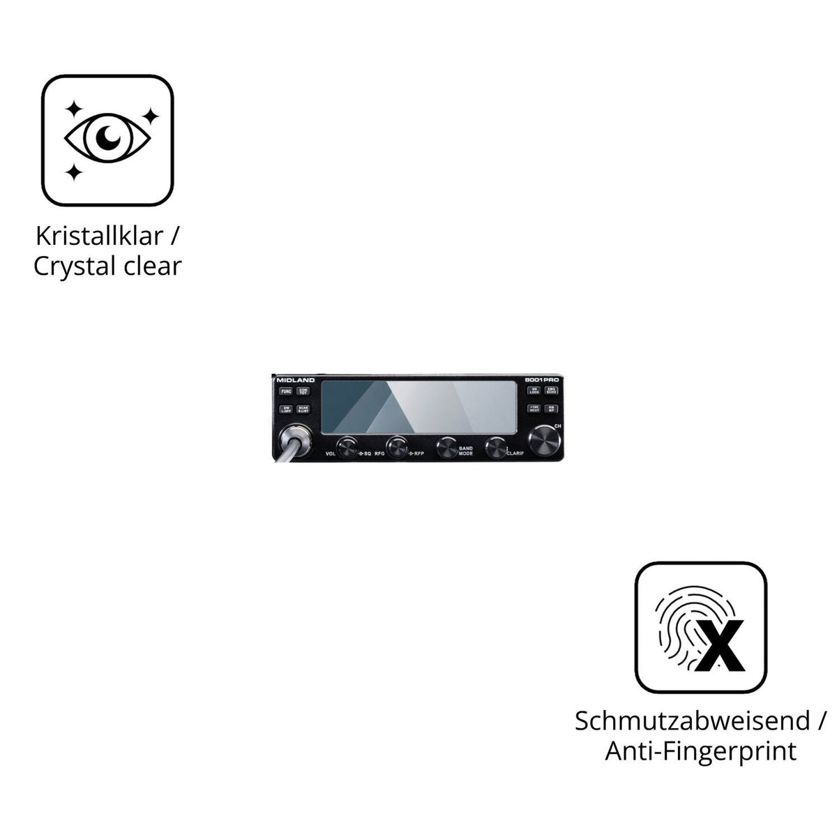 2x Screen Protector for Midland 8001 Pro Flexible Glass 9H dipos