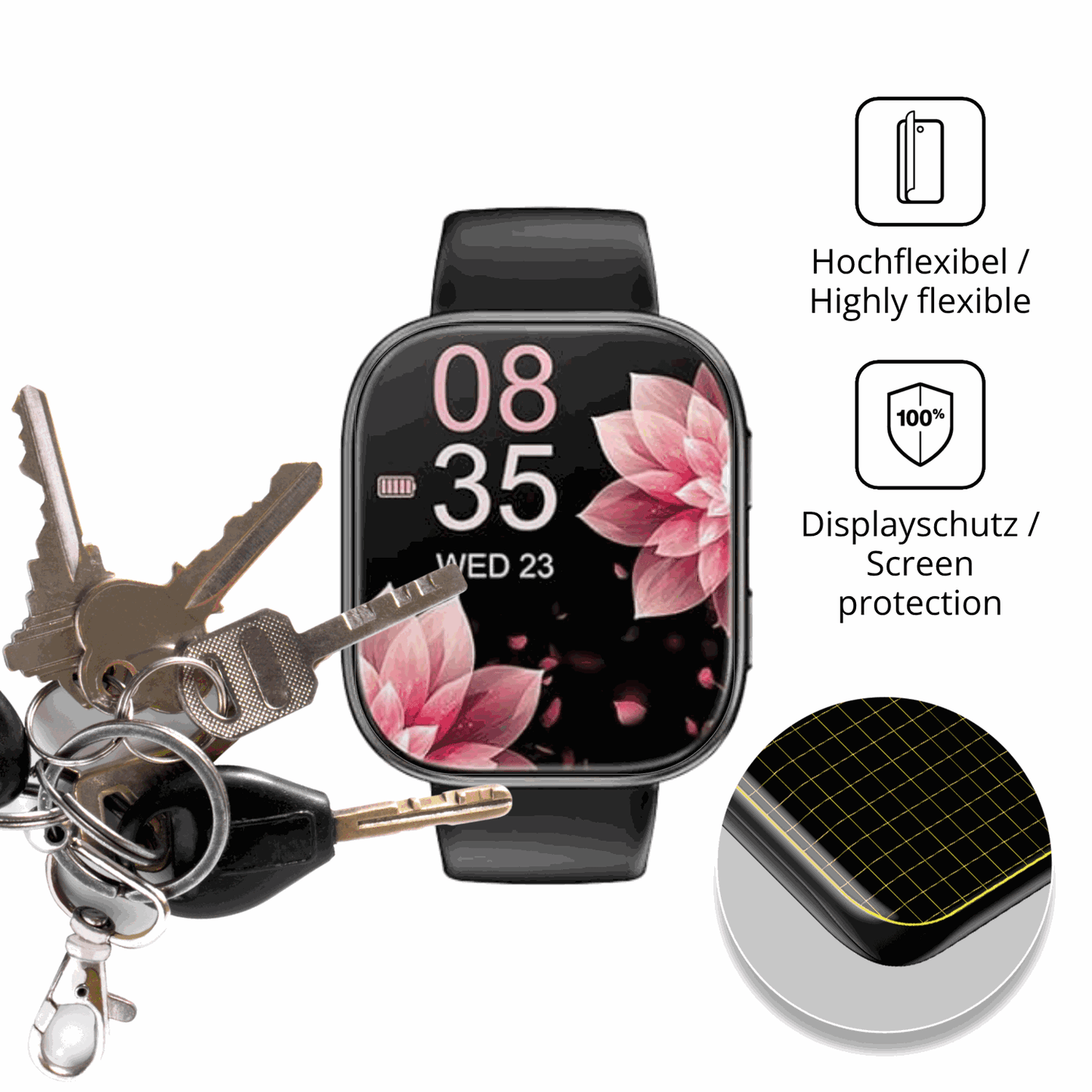 dipos Displayschutz f�r Mingtawn T8 1.83 Zoll, transparente Oberfl�che, geringe Dicke und perfekte Passform