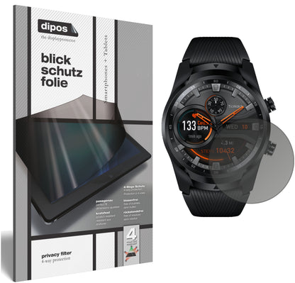 Blickschutzfolie von dipos passend für Mobvoi TicWatch Pro 4G, präziser Zuschnitt und blasenfrei montiert