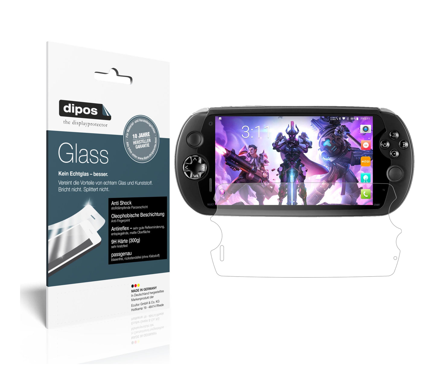 Mattes Panzerglas: Schutz vor Brüchen, Fingerabdrücken und Bildschirmblendung für MOQI-i7s