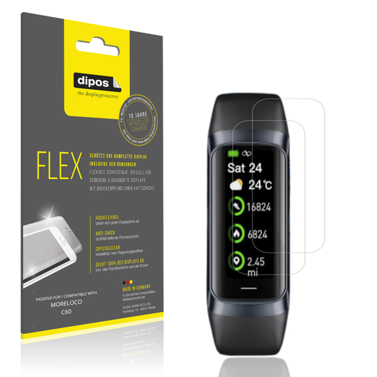 Klare Displayschutzfolie von dipos passend für MORELOCO C60, 100% Displayabdeckung und blasenfreie Montage