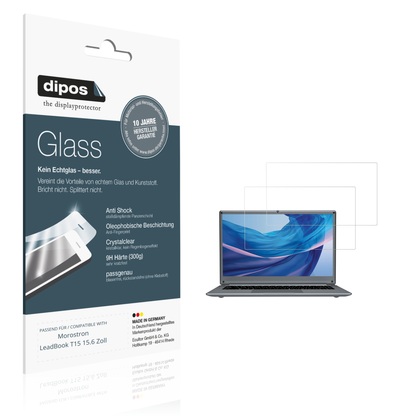 Klare Displayschutzfolie von dipos passend für Morostron LeadBook T15 15.6 Zoll, 9H kratzfest und blasenfrei montiert