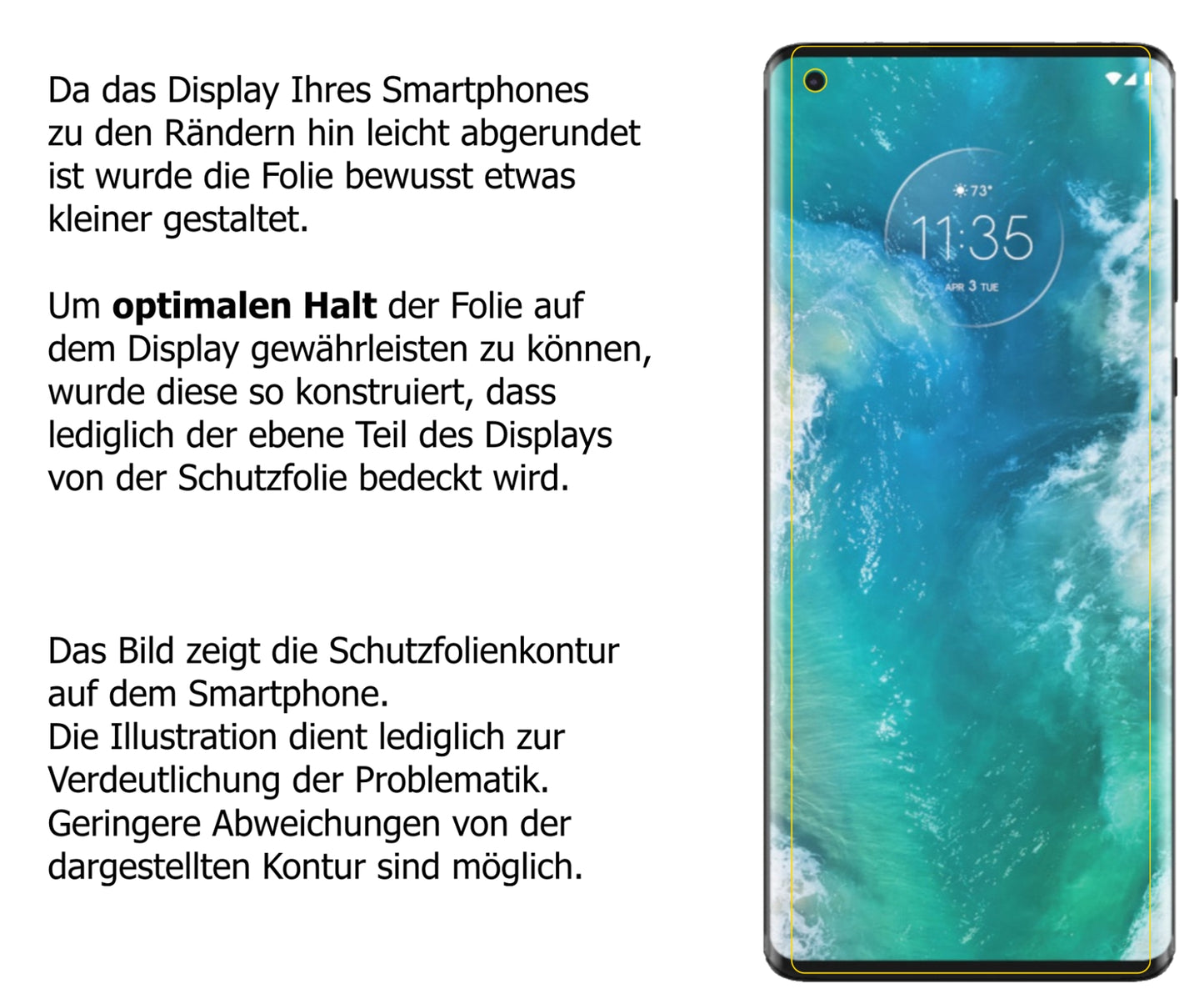 dipos Displayschutz für Motorola Edge, transparente Oberfläche, perfekte Passform auch für die Rundungen