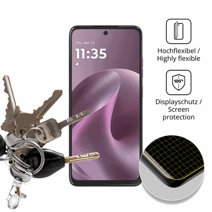 dipos Displayschutz f�r Motorola Moto G17, transparente Oberfl�che, perfekte Passform auch f�r die Rundungen