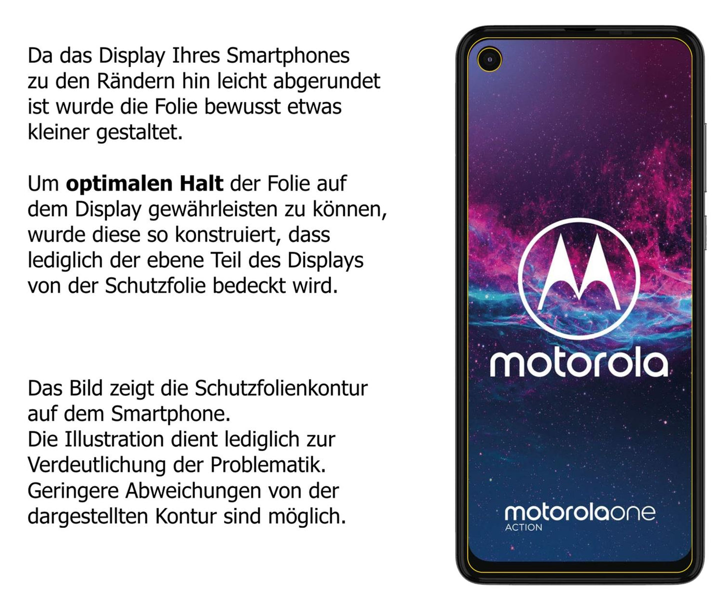 dipos Displayschutz für Motorola One Action, mattierte Oberfläche, robuste Festigkeit und perfekte Passform