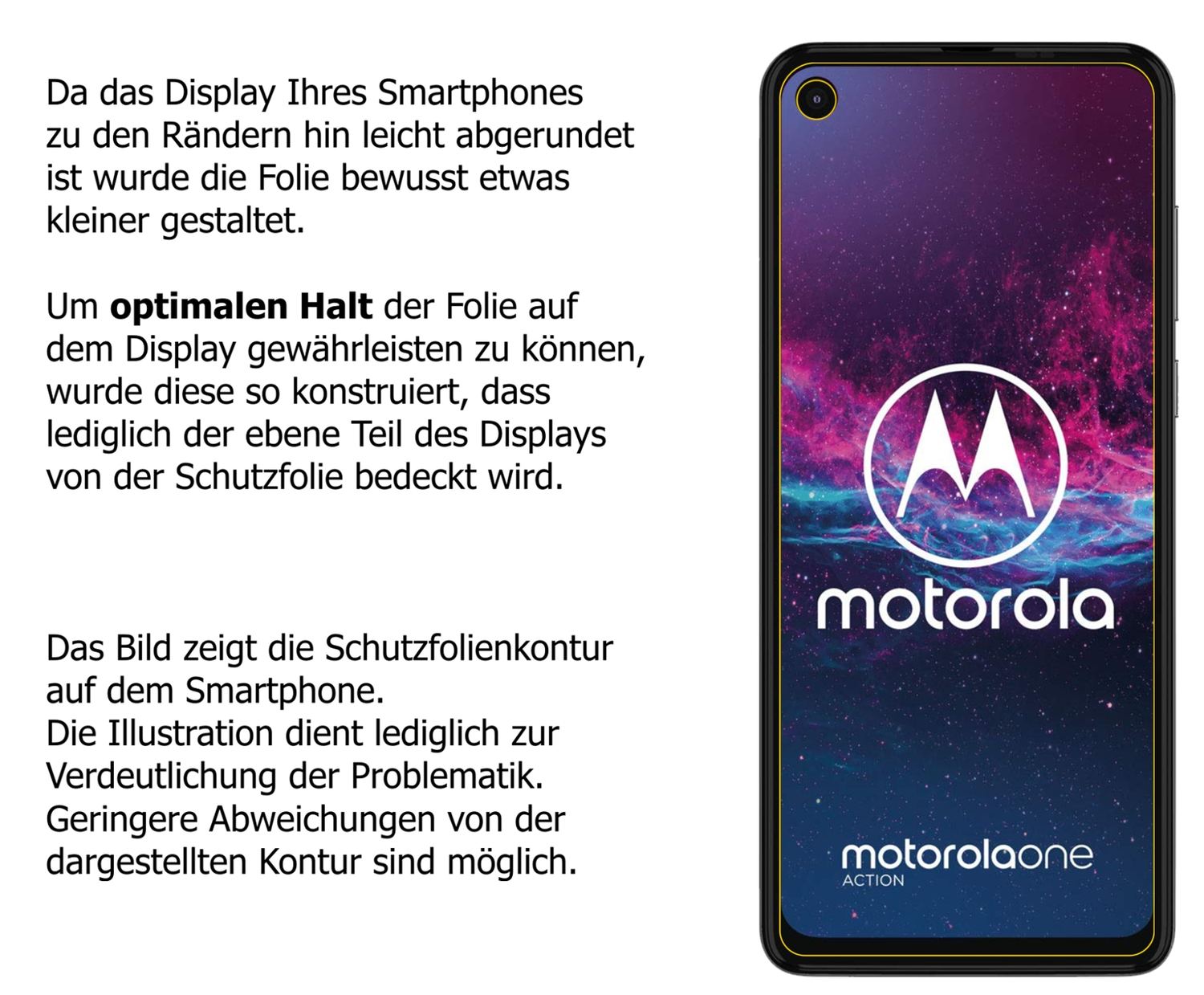 dipos Displayschutz für Motorola One Action, mattierte Oberfläche, robuste Festigkeit und perfekte Passform