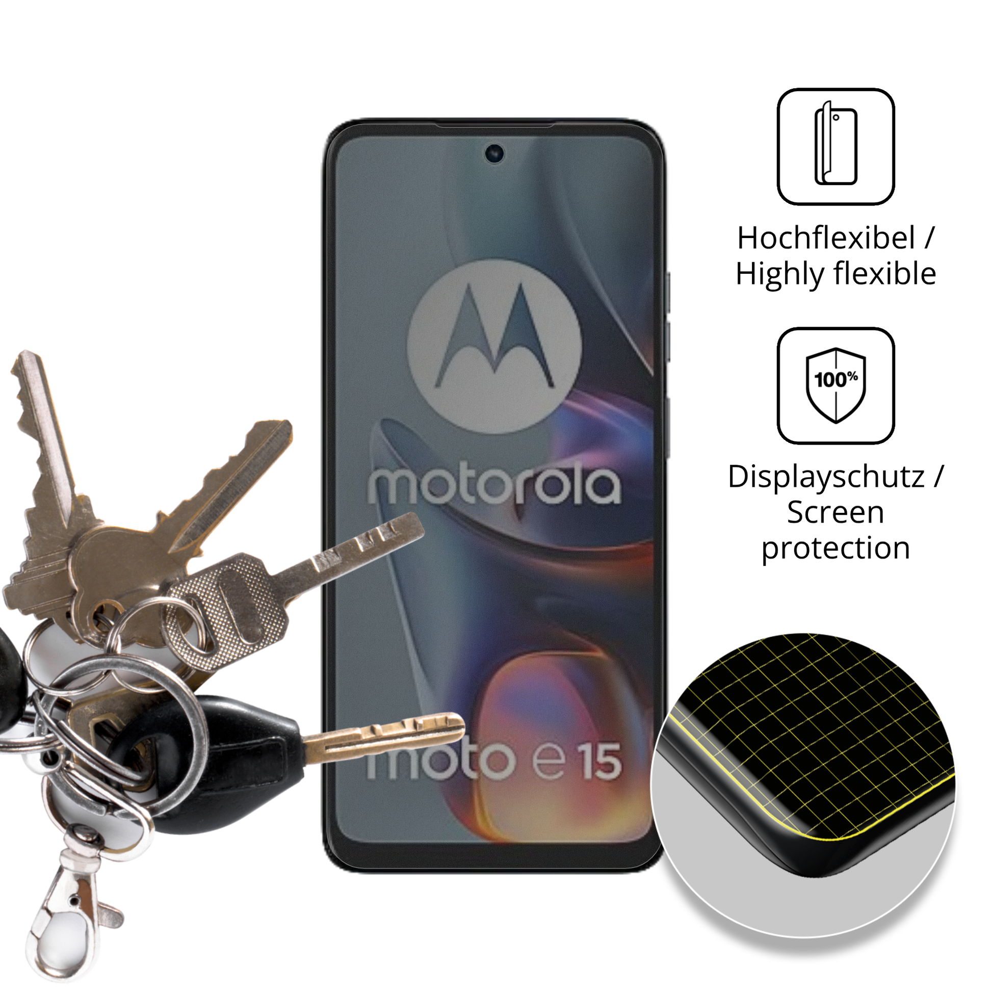 dipos Displayschutz für Motorola E15, mit Blickschutzfilter und perfekter Passform auch für die Rundungen