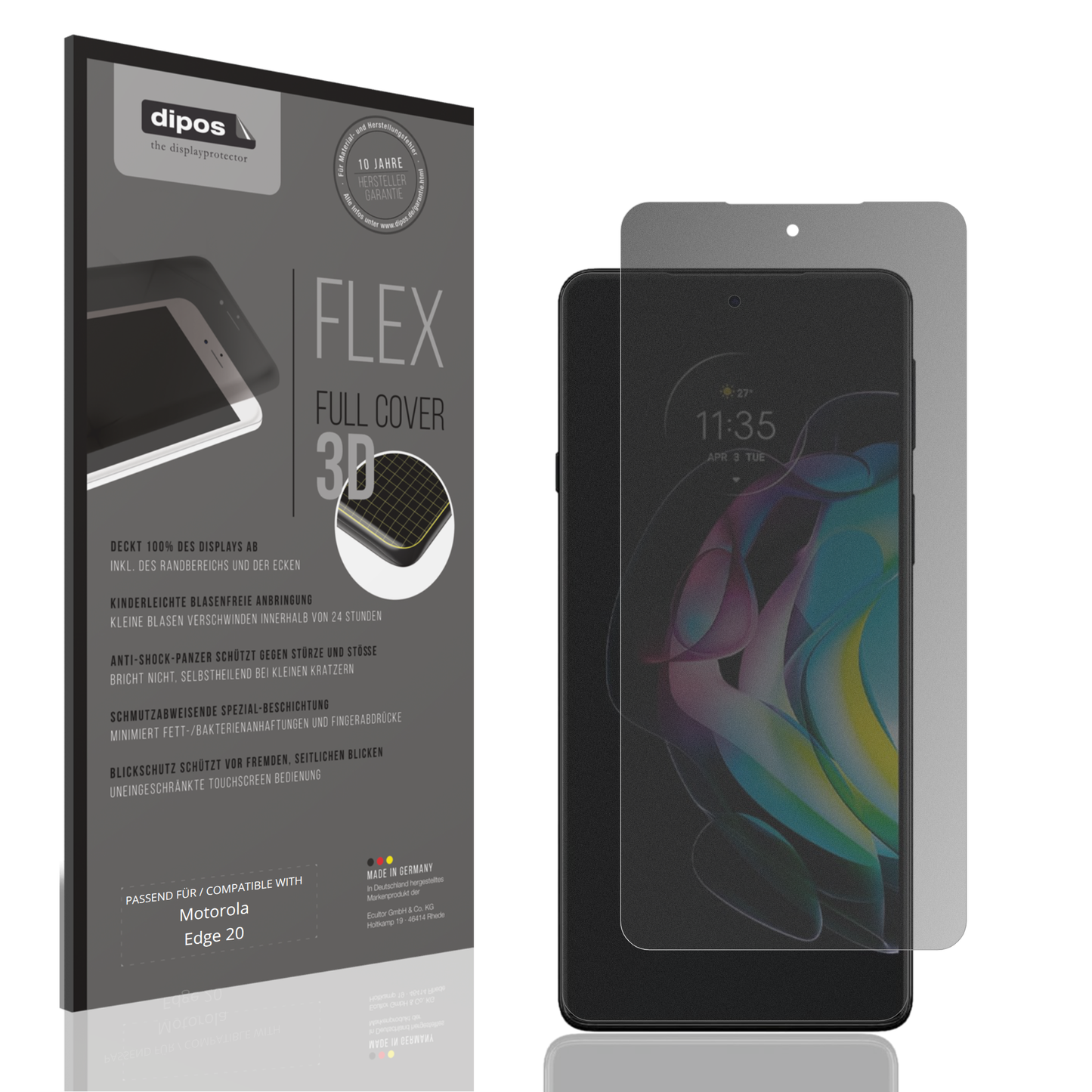 Full Cover Privacy Blickschutzfolie für Motorola Edge 20