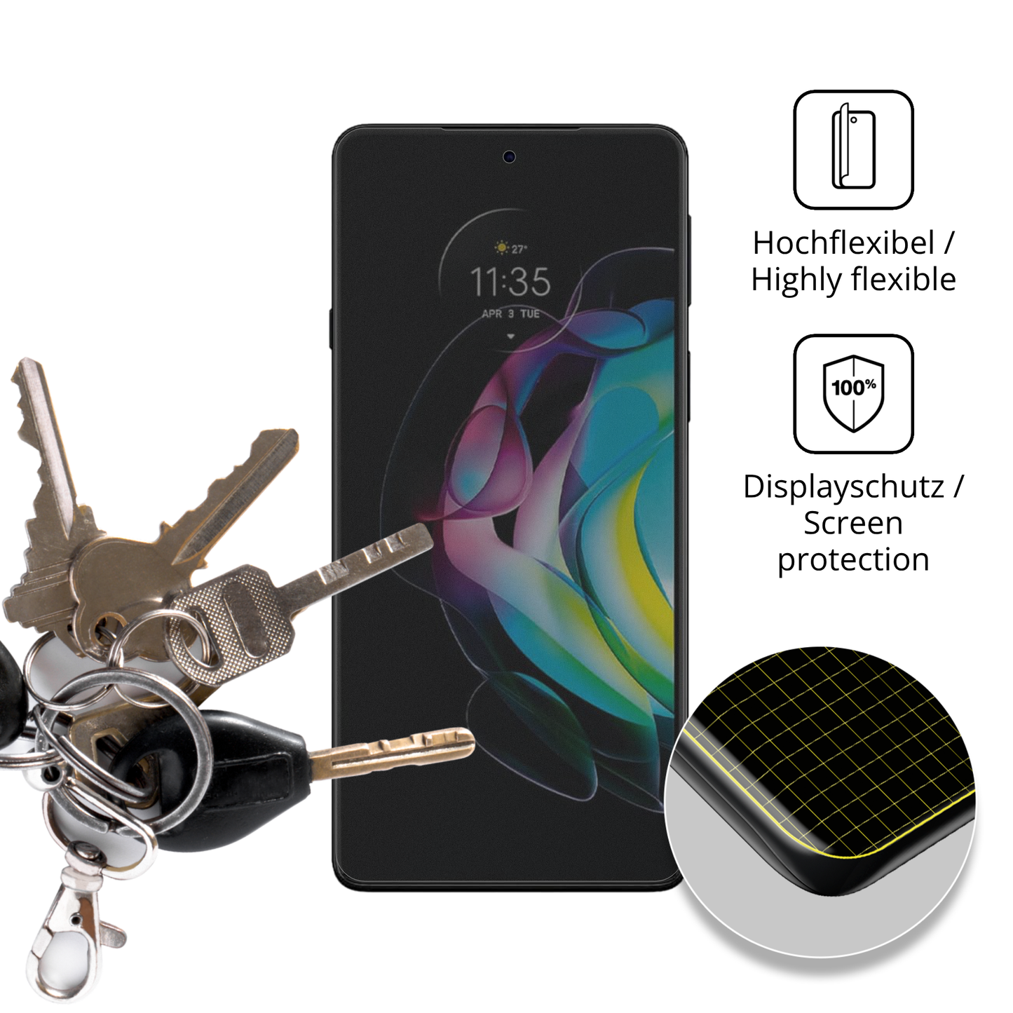 Full Cover Privacy Blickschutzfolie für Motorola Edge 20