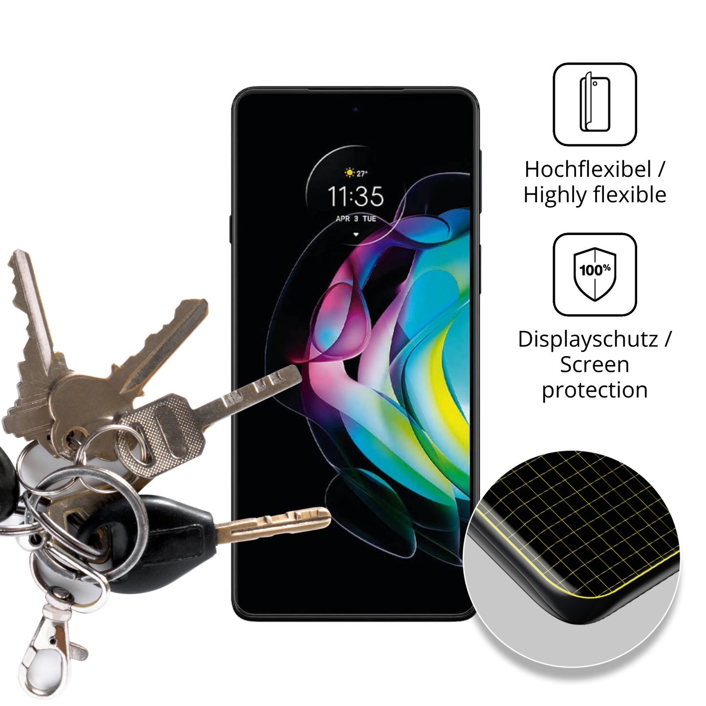 2x 3D Full Cover Schutzfolie für Motorola Edge 20