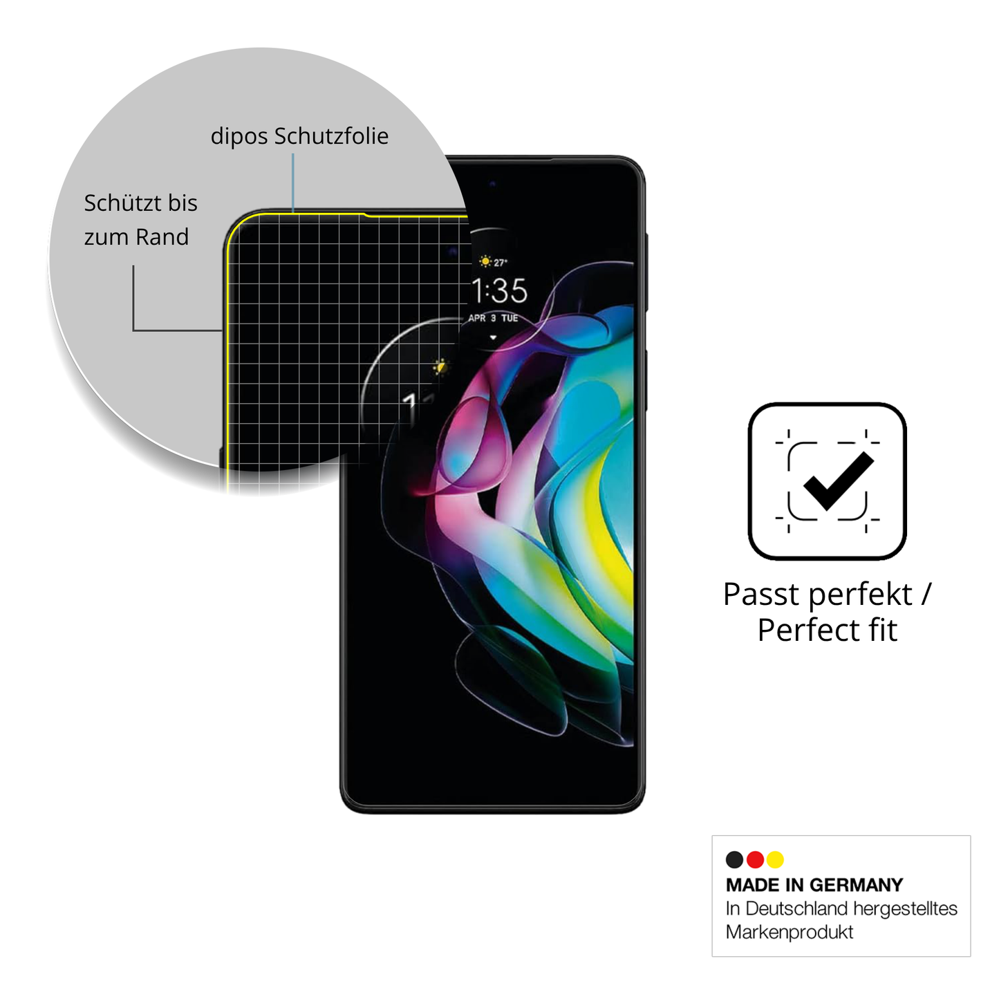 2x 3D Full Cover Schutzfolie für Motorola Edge 20