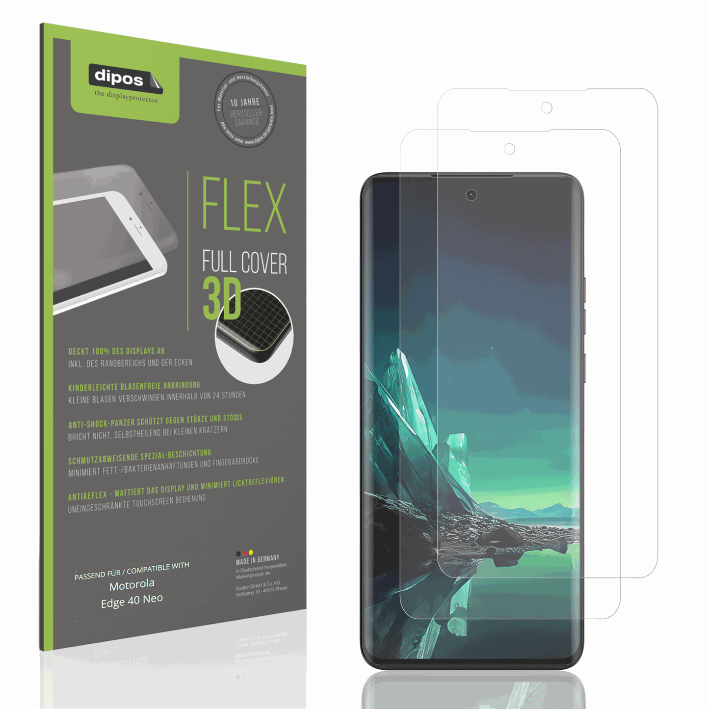 Matte Displayschutzfolie von dipos passend für Motorola Edge 40 Neo, 100% Displayabdeckung und blasenfreie Montage
