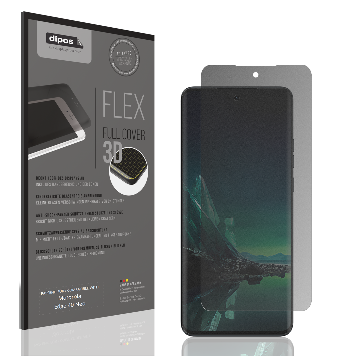 Blickschutzfolie von dipos passend für Motorola Edge 40 Neo, 100% Displayabdeckung und blasenfreie Montage