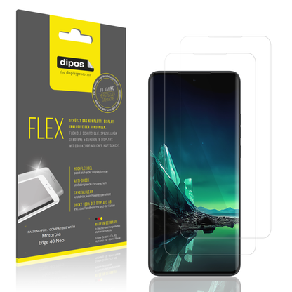 Klare Displayschutzfolie von dipos passend für Motorola Edge 40 Neo, 100% Displayabdeckung und blasenfreie Montage