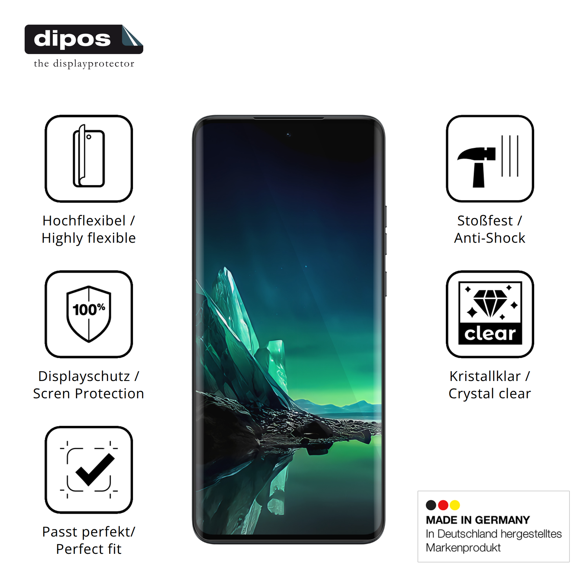Displayschutz hergestellt in Deutschland, höchste Qualität made in Germany