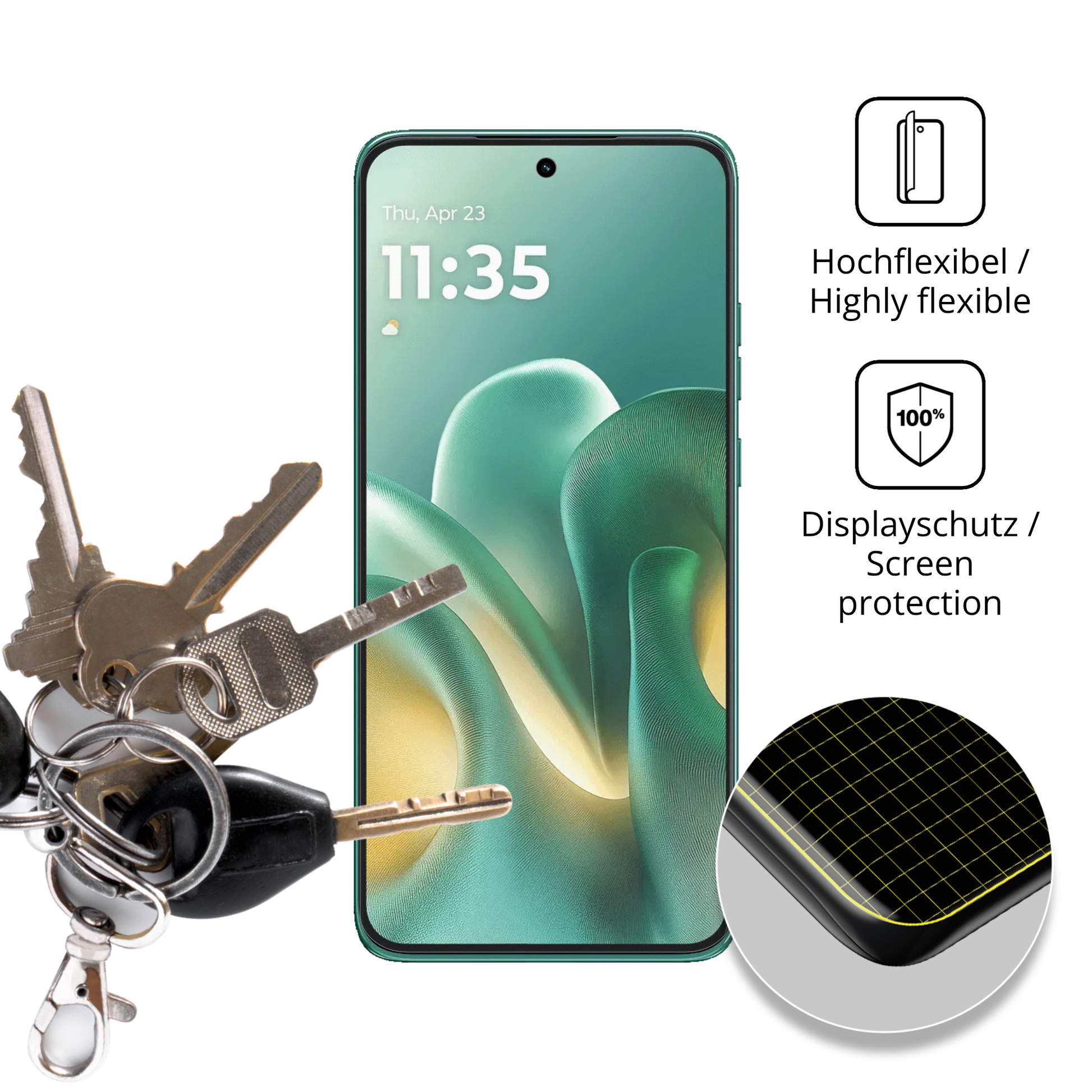 dipos Displayschutz für Motorola Edge 60 Neo, transparente Oberfläche, perfekte Passform auch für die Rundungen